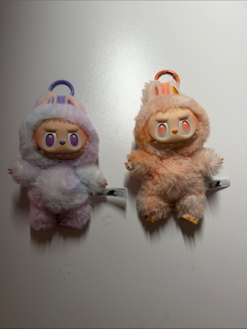 Plush Bunny-Look Kids Toy Keychain - Lavender & Peach Duo